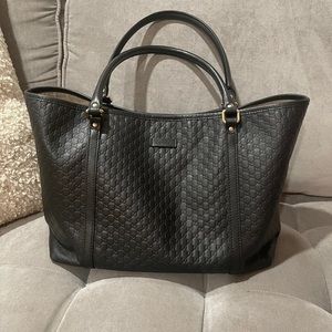 Gucci Gg Black Leather Tote
